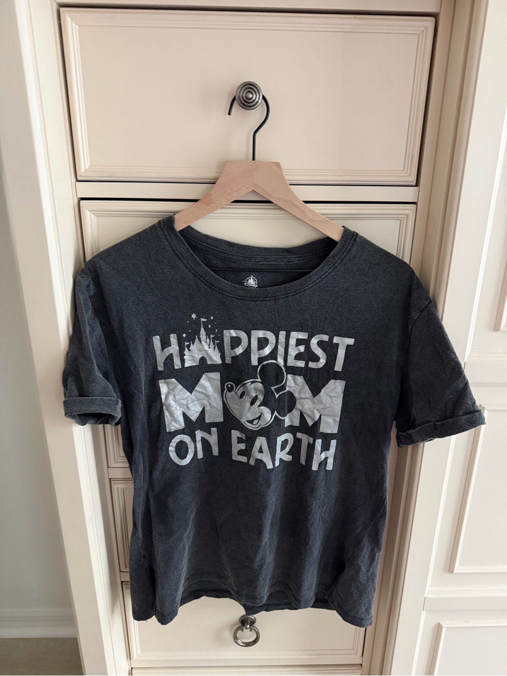 Disney Dark Gray "Happiest Mom On Earth" Short Sleeve Tee